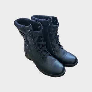 Madeline Girl Black Lace Up Boots with Zipper Quilted Top Women's Size 8.5M